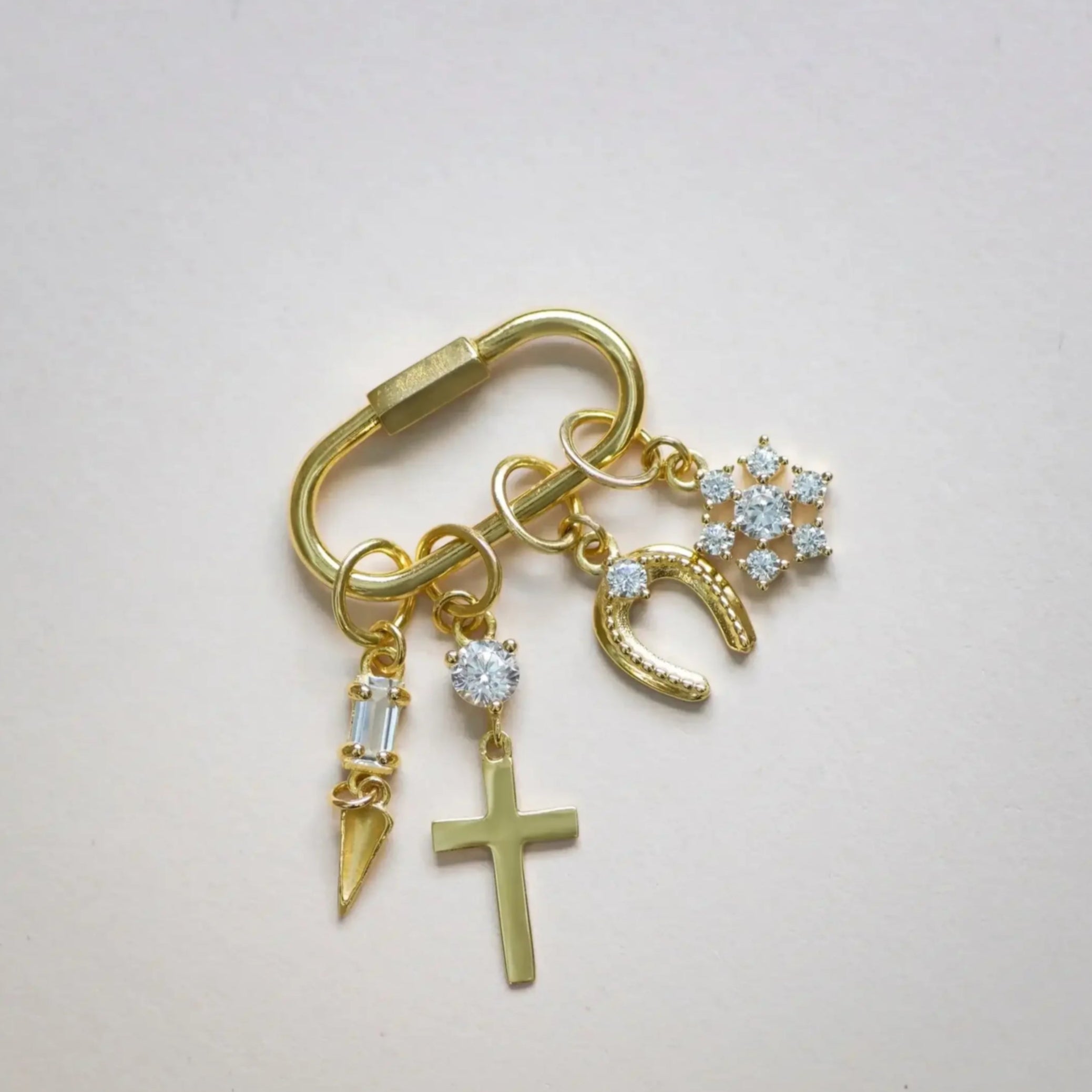 14K Solid Gold Stone & Horseshoe Charm – Anygolds