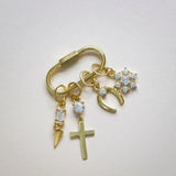 14K Solid Gold Stone & Cross Charm – Anygolds