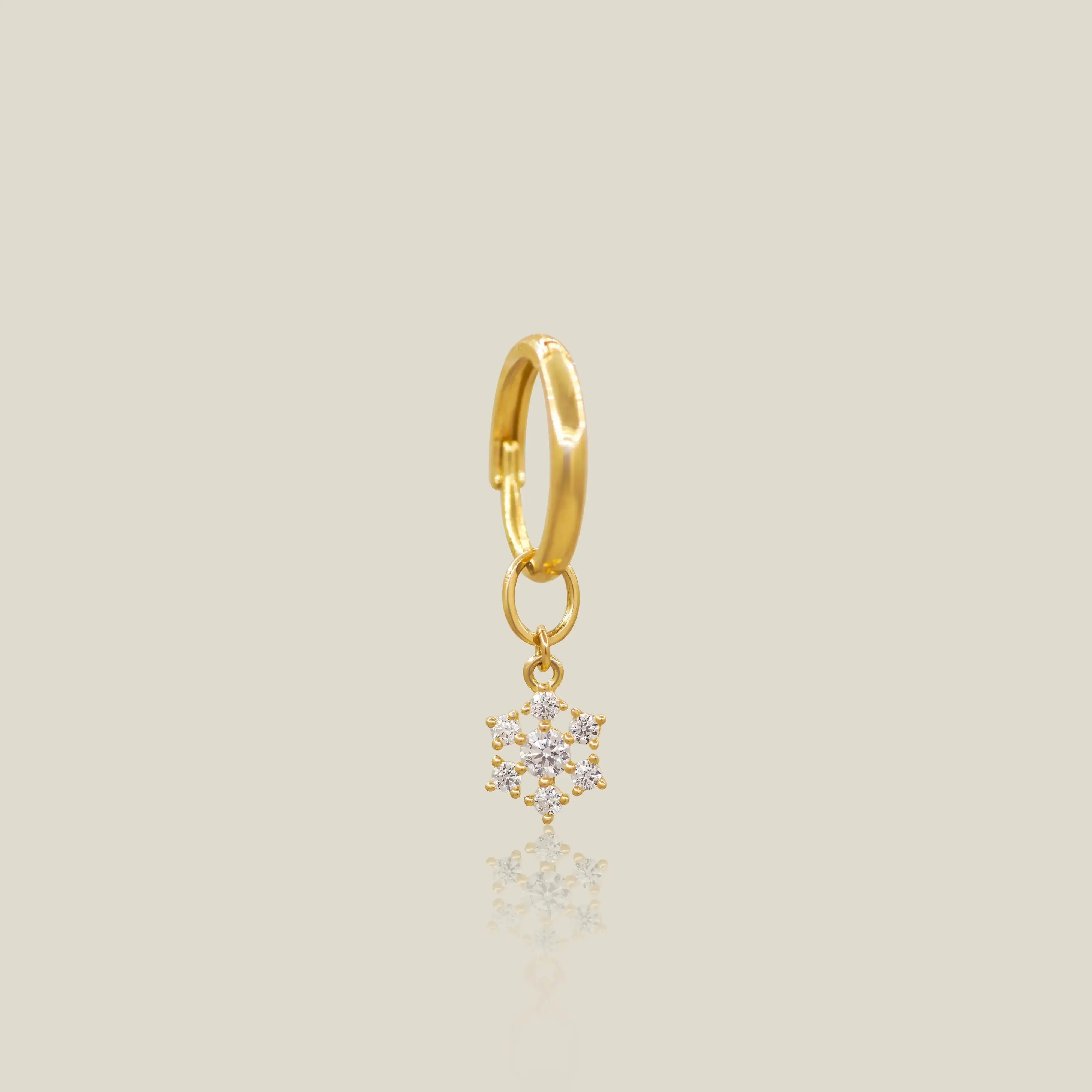 14K Solid Gold Pavé Snow Flower Stone Charm – Anygolds
