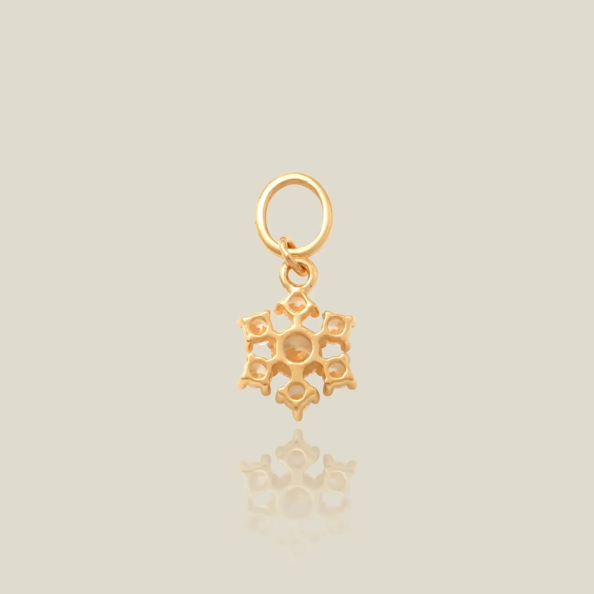 14K Solid Gold Pavé Snow Flower Stone Charm – Anygolds