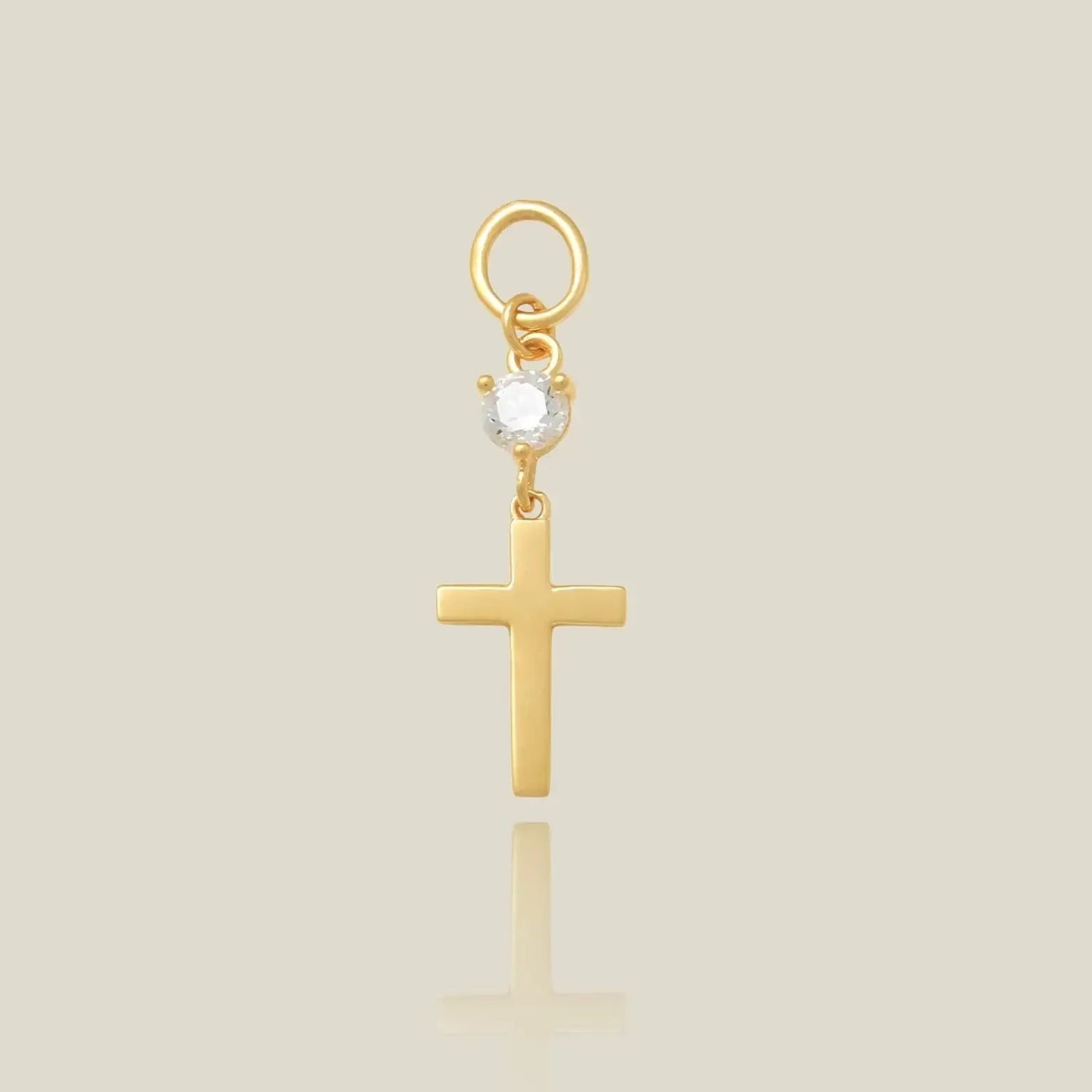 14K Solid Gold Stone & Cross Charm – Anygolds