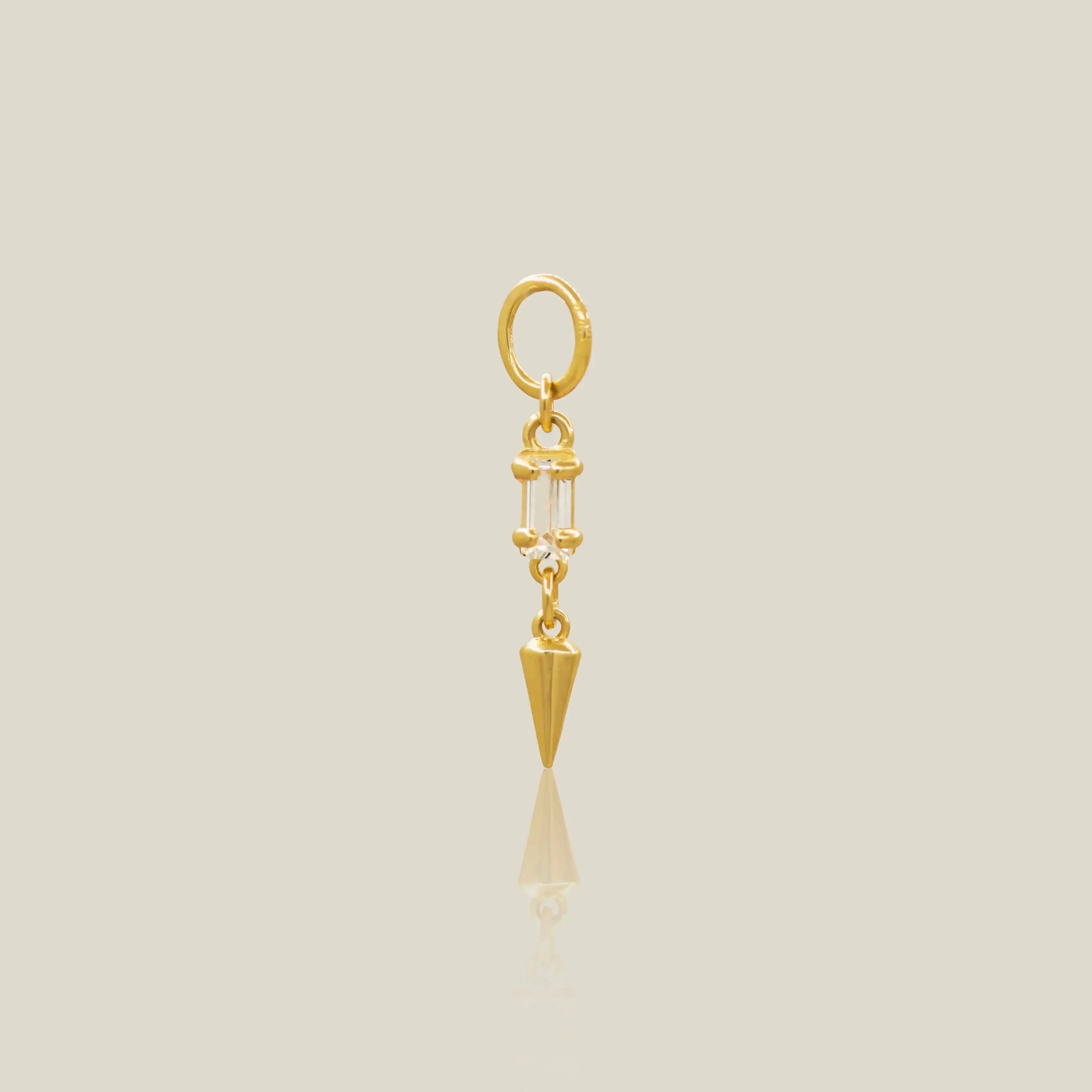 14K Solid Gold Baguette Spike Charm – Anygolds