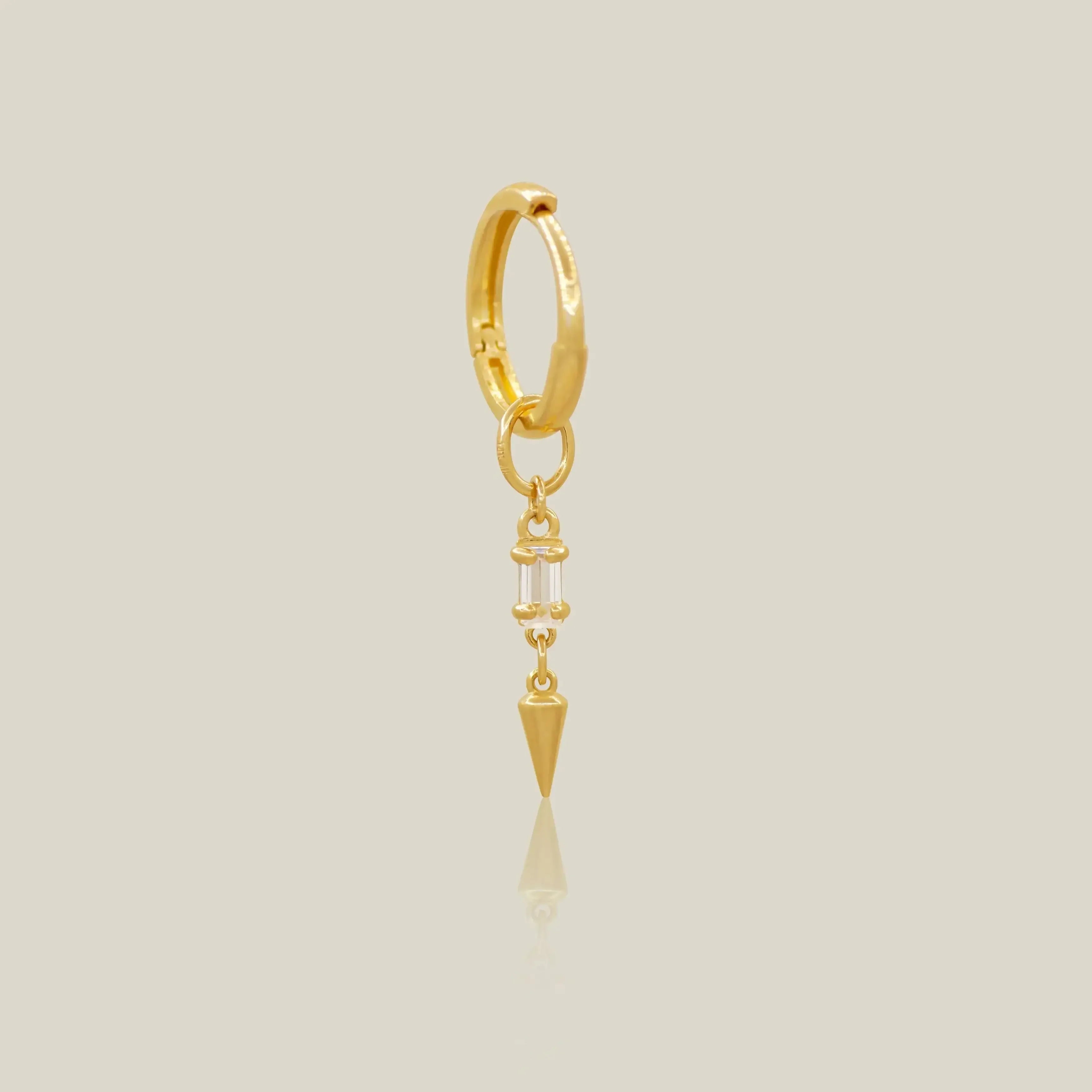 14K Solid Gold Baguette Spike Charm – Anygolds