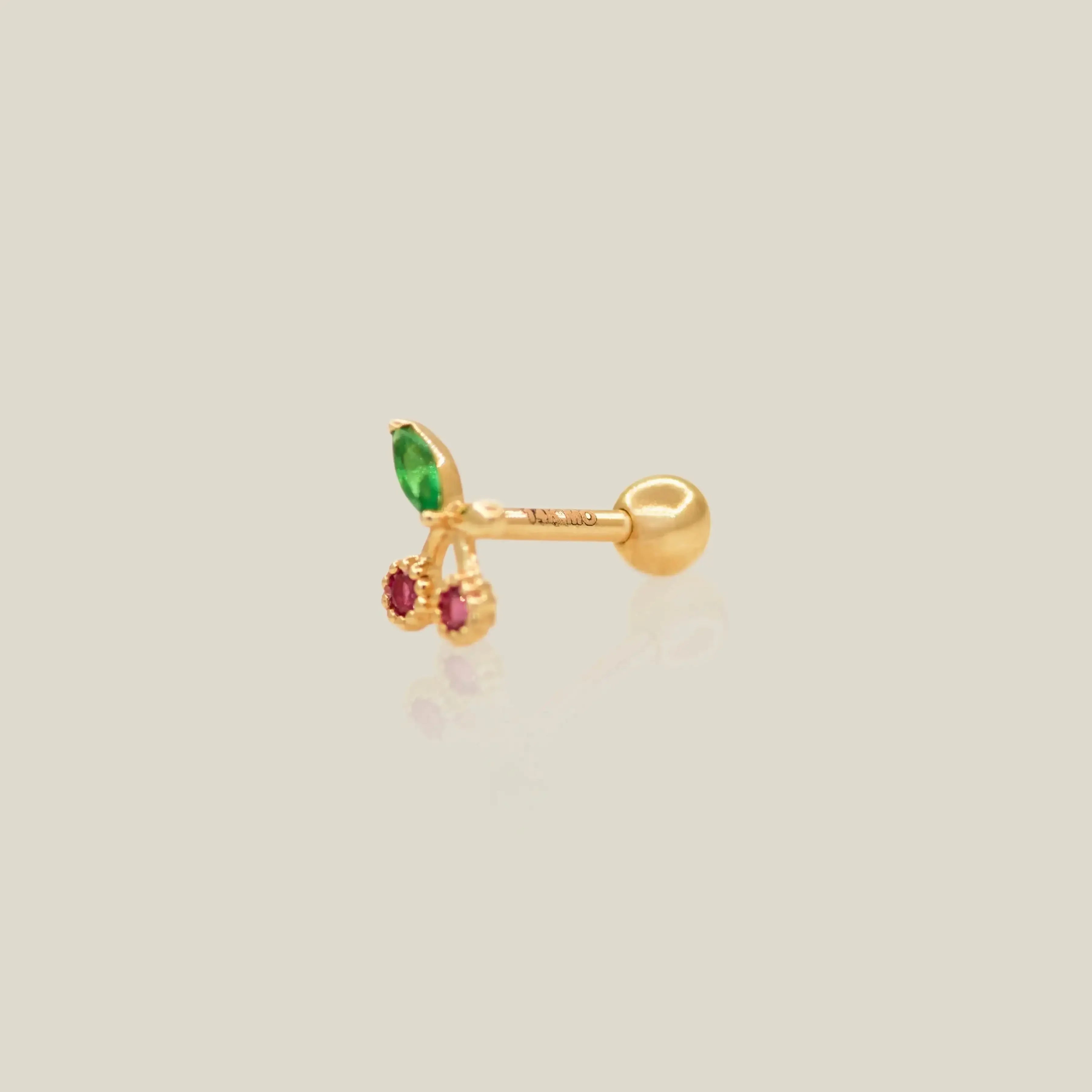 14K Solid Gold Petite Cherry Stud – Anygolds