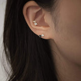 14K Solid Gold Black & White Double Heart Stud – Anygolds