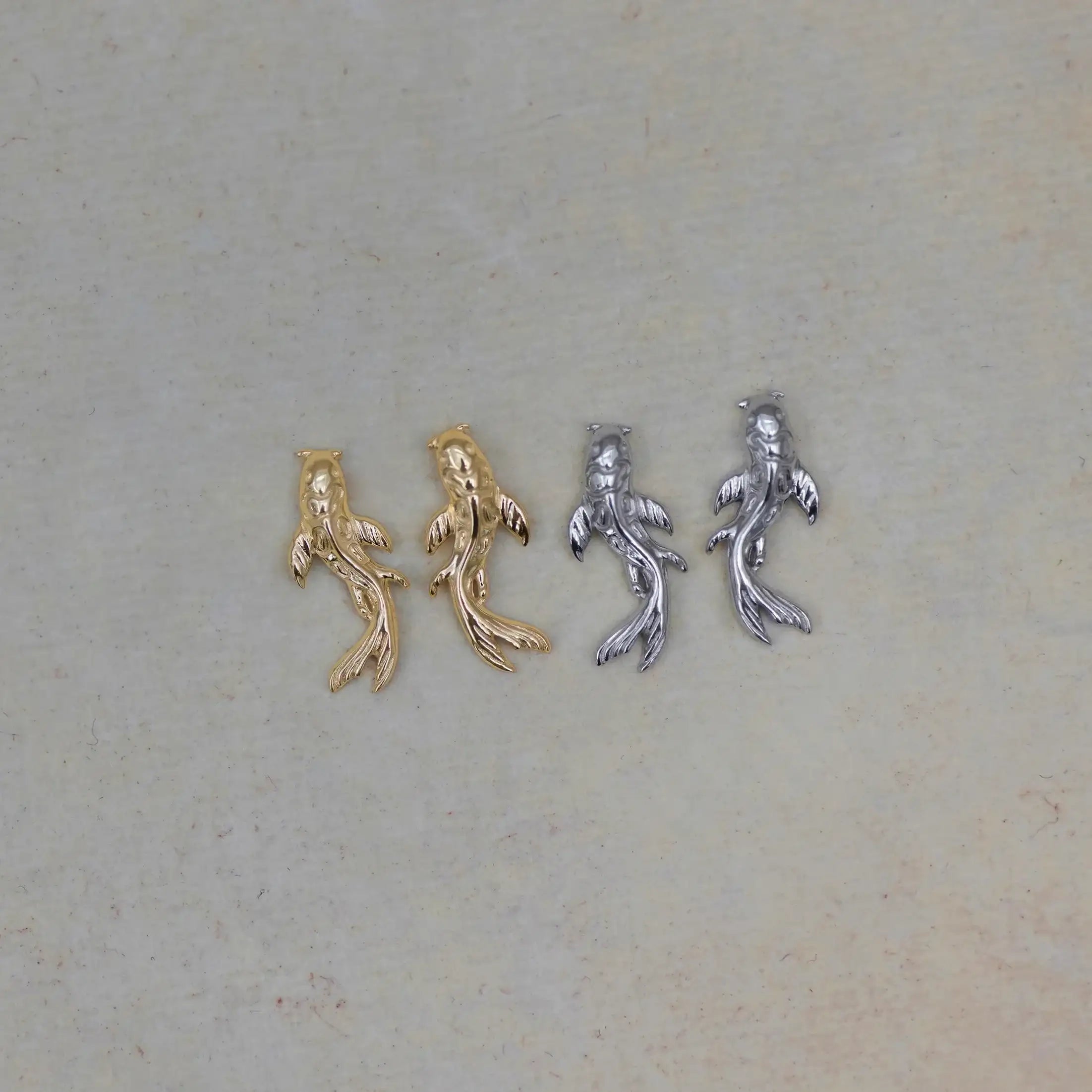 14K Solid Gold Curved Koi Fish Stud – Anygolds