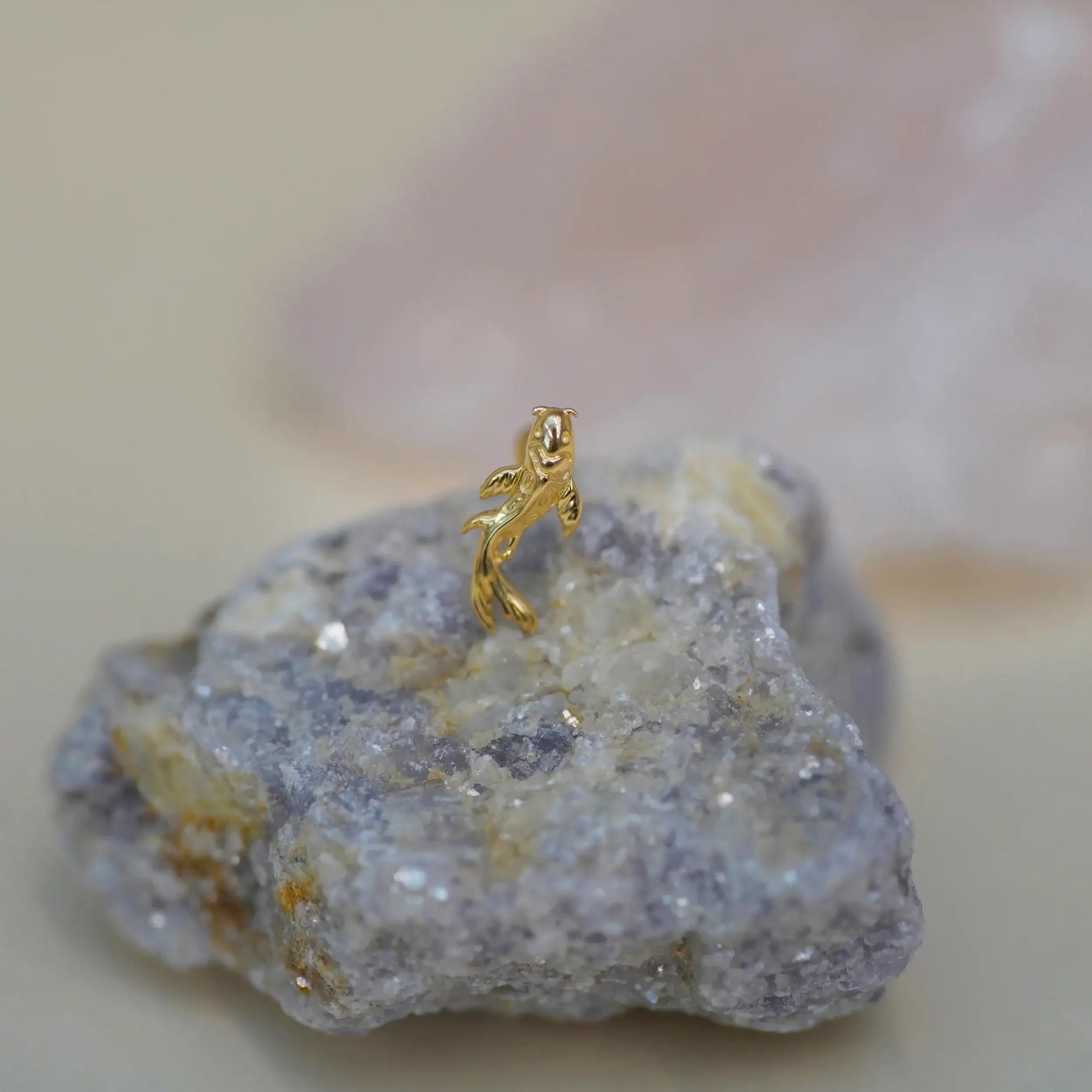 14K Solid Gold Curved Koi Fish Stud – Anygolds