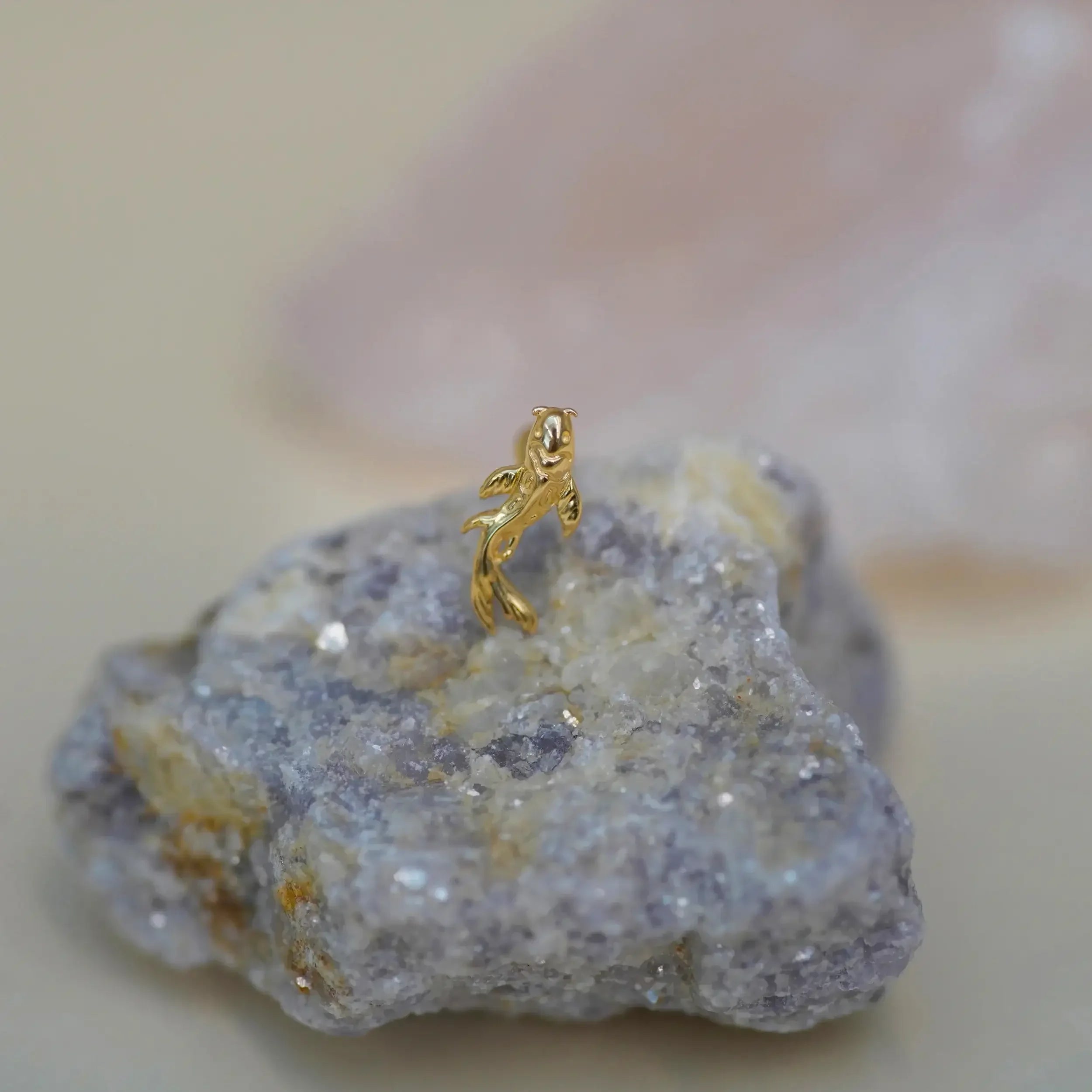 14K Solid Gold Curved Koi Fish Stud – Anygolds