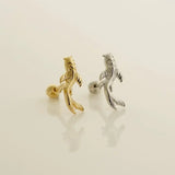 14K Solid Gold Curved Koi Fish Stud – Anygolds