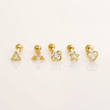 Essential Stacking Stud Piercing - Triforce, Heart, Triangle, Star, and Clover