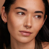 14K Solid Gold Moon Arc Face Clicker Hoop – Anygolds