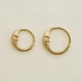 14K Solid Gold Moon Arc Face Clicker Hoop – Anygolds