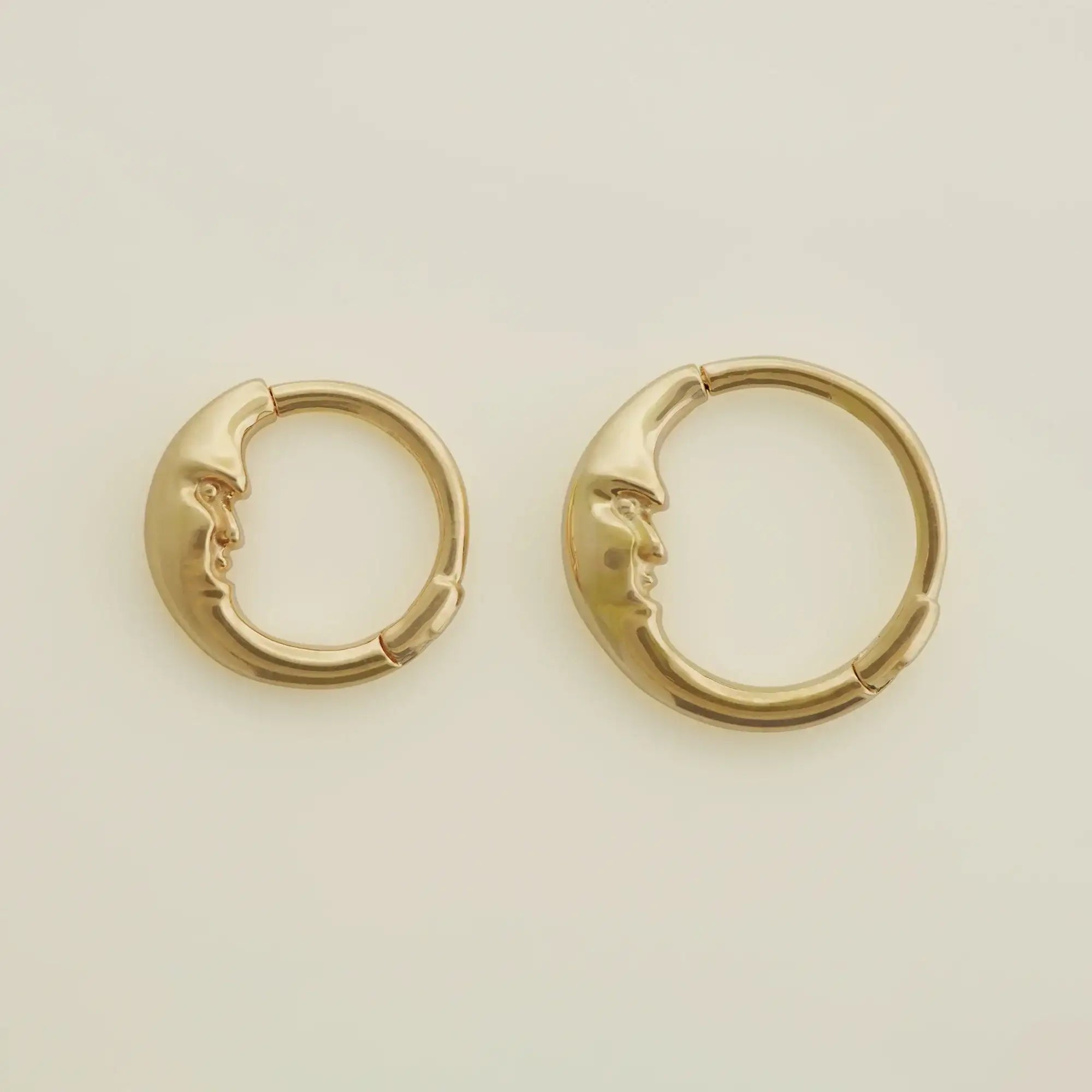 14K Solid Gold Moon Arc Face Clicker Hoop – Anygolds