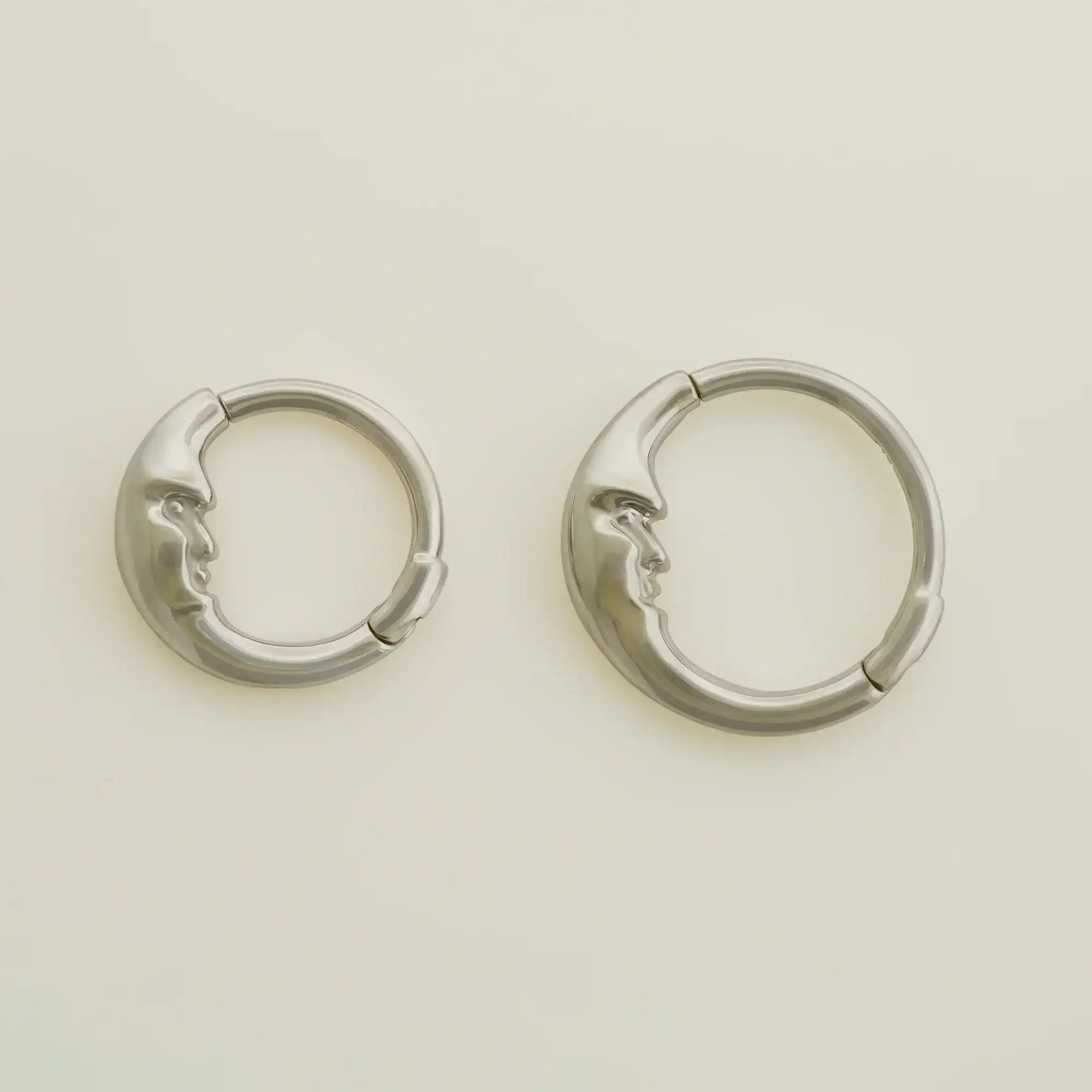 14K Solid Gold Moon Arc Face Clicker Hoop – Anygolds