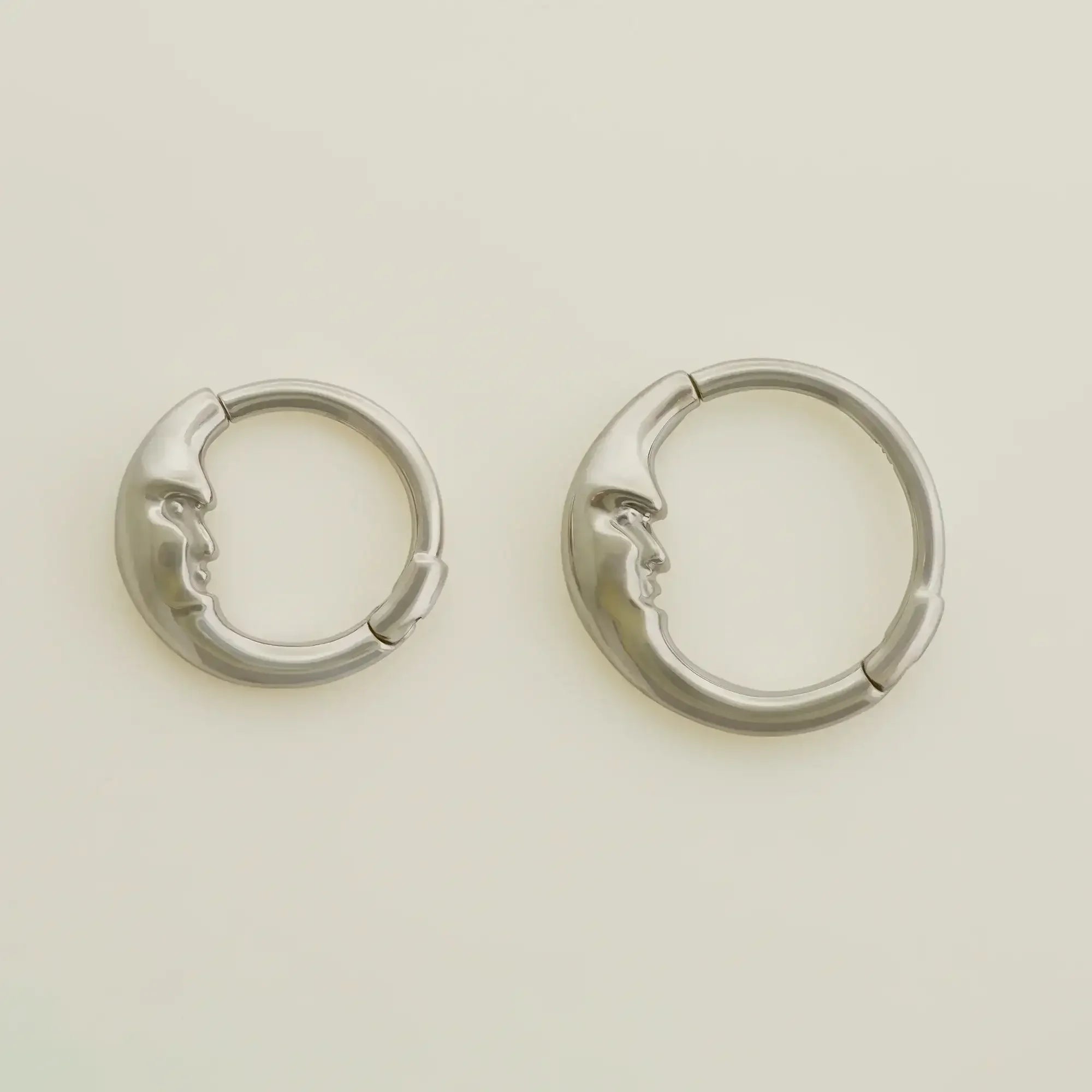 14K Solid Gold Moon Arc Face Clicker Hoop – Anygolds