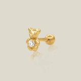 14K Solid Gold Teddy Bear with Stone Stud – Anygolds