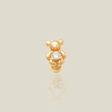 14K Solid Gold Teddy Bear with Stone Stud – Anygolds