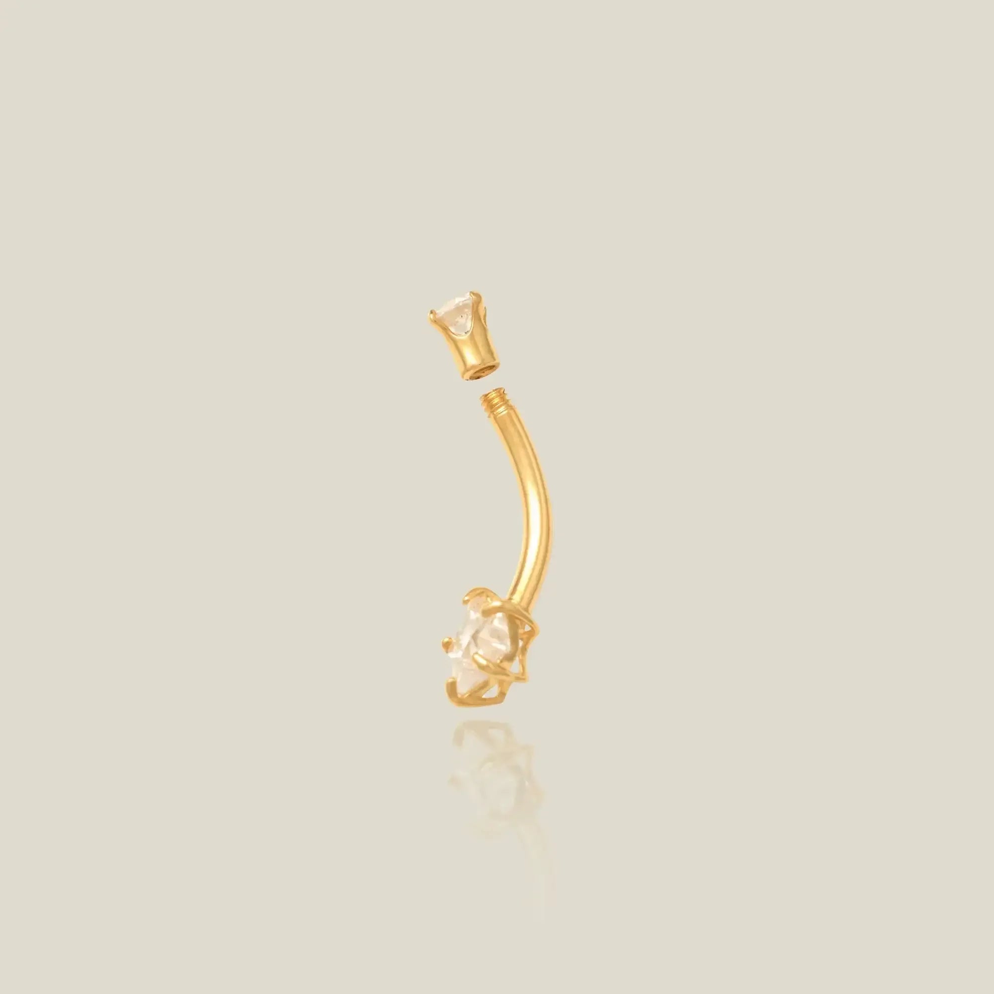 14K Solid Gold Star Curved Barbell – Anygolds