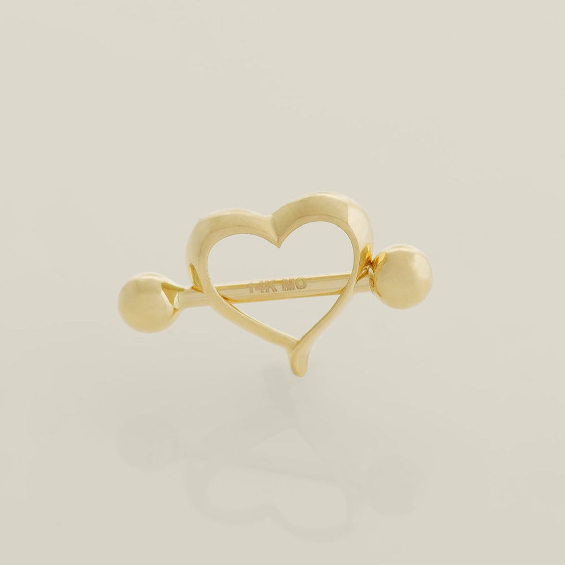 14K Solid Gold Heart & Round Barbell Nipple Piercing - Anygolds