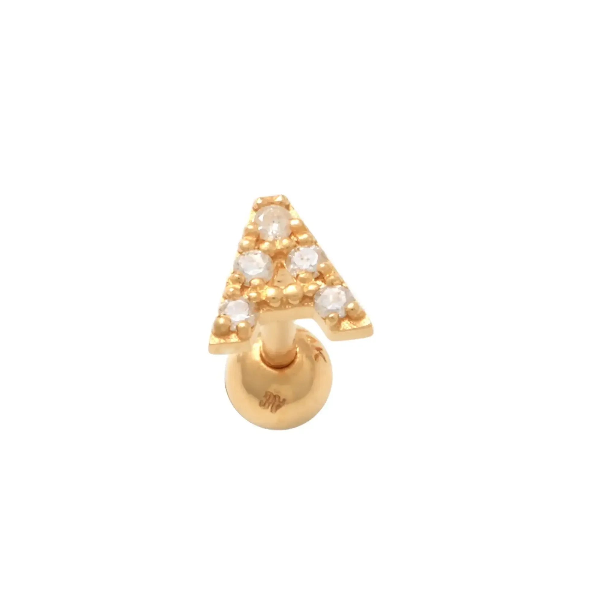 14K Solid Gold Diamond Initial Letter Stud – Anygolds
