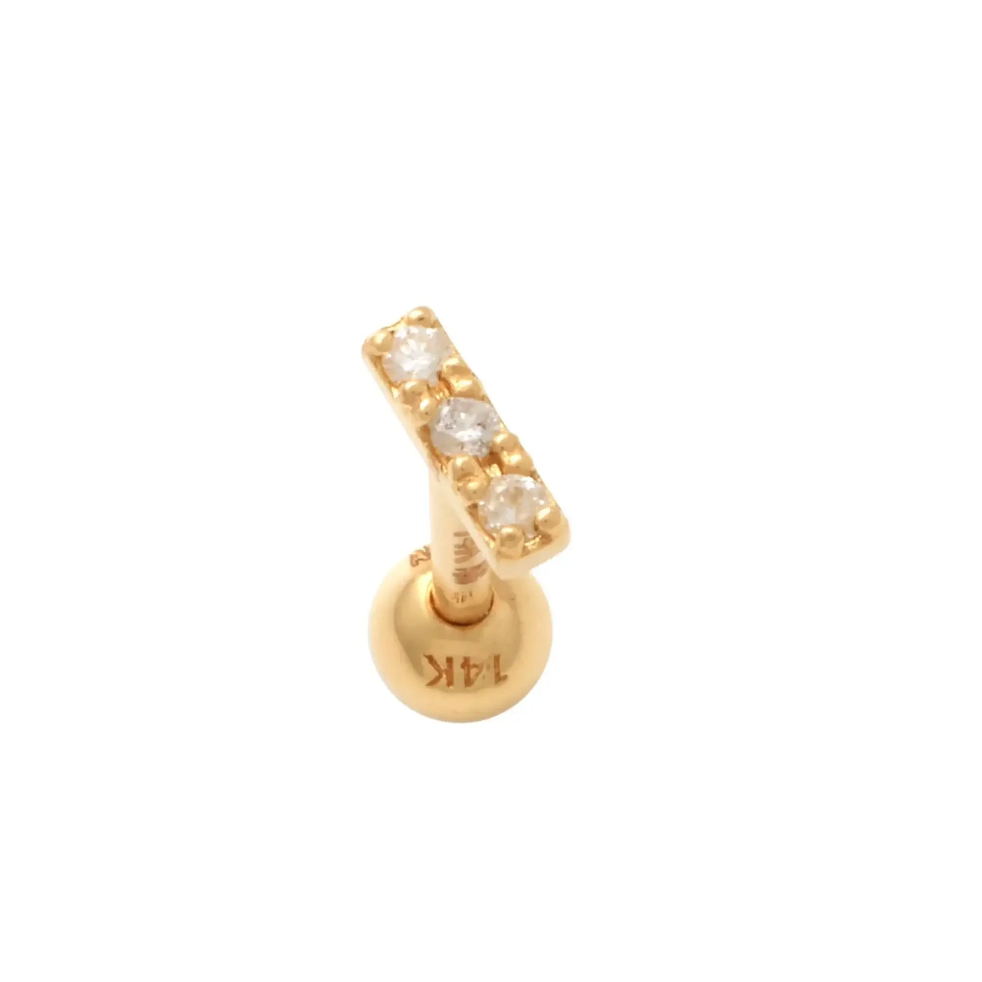 14K Solid Gold Diamond Initial Letter Stud – Anygolds