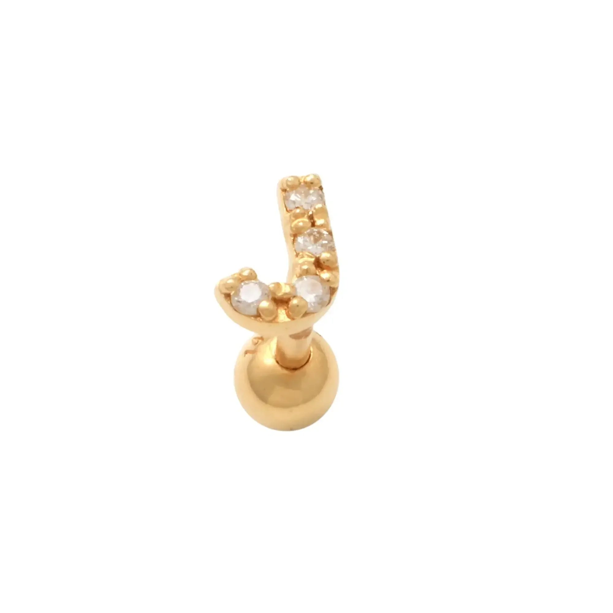 14K Solid Gold Diamond Initial Letter Stud – Anygolds