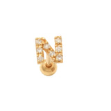 14K Solid Gold Diamond Initial Letter Stud – Anygolds