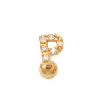 14K Solid Gold Diamond Initial Letter Stud – Anygolds
