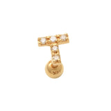 14K Solid Gold Diamond Initial Letter Stud – Anygolds