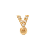 14K Solid Gold Diamond Initial Letter Stud – Anygolds