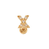 14K Solid Gold Diamond Initial Letter Stud – Anygolds