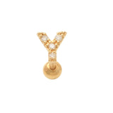14K Solid Gold Diamond Initial Letter Stud – Anygolds