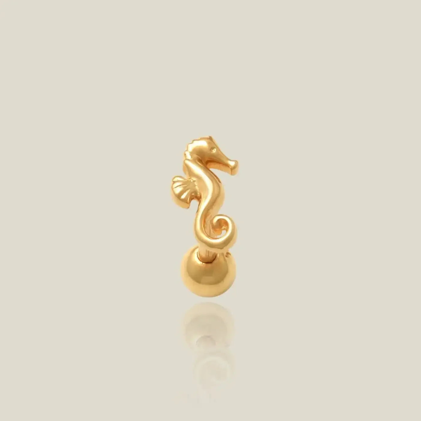 14K Solid Gold Seahorse Stud – Anygolds