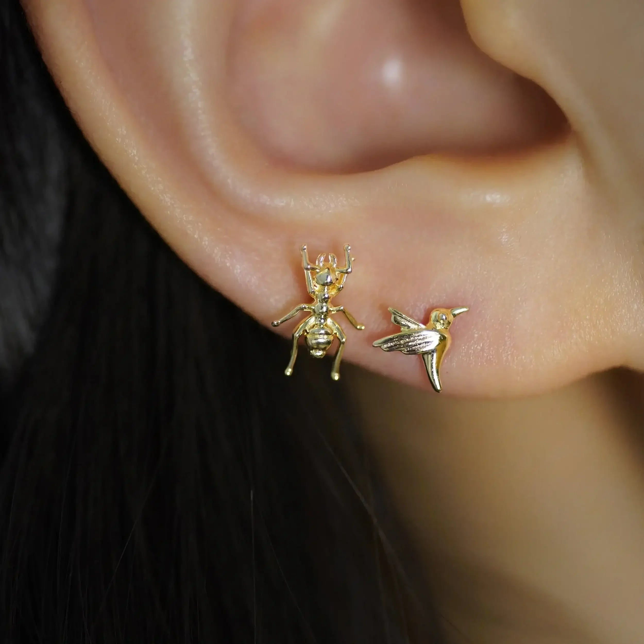 14K Solid Gold Ant Point Stud – Anygolds