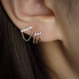 14K Solid Gold Triple Fringe Stud – Anygolds