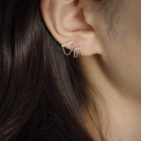 14K Solid Gold Triple Fringe Stud – Anygolds