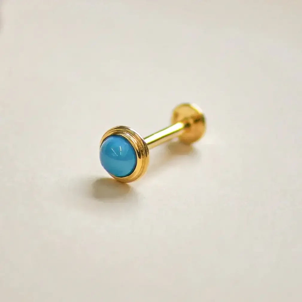 Turquoise Round Stud (Internal | External | Push Pin) - Anygolds