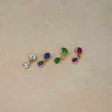 14K Solid Gold Double Gem Drop Stud – Anygolds