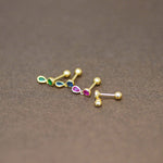 14K Solid Gold Double Gem Drop Stud – Anygolds