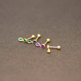 14K Solid Gold Double Gem Drop Stud – Anygolds