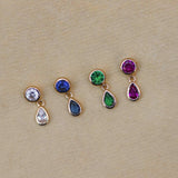 14K Solid Gold Double Gem Drop Stud – Anygolds