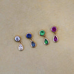 14K Solid Gold Double Gem Drop Stud – Anygolds