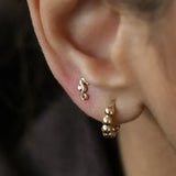 14K Solid Gold Bold Bead Hoop Earrings – Anygolds