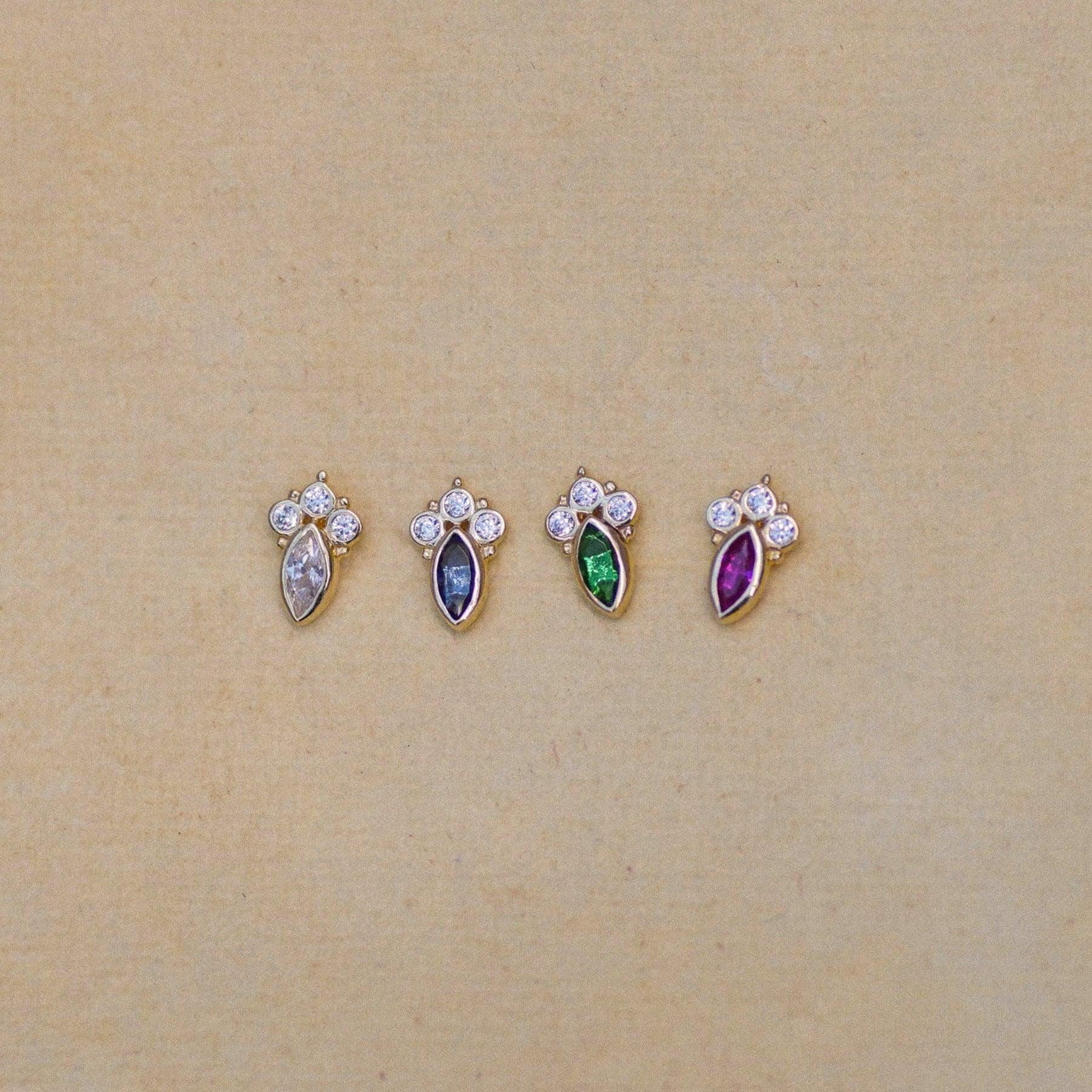 14K Solid Gold Marquise Cluster Stud – Anygolds