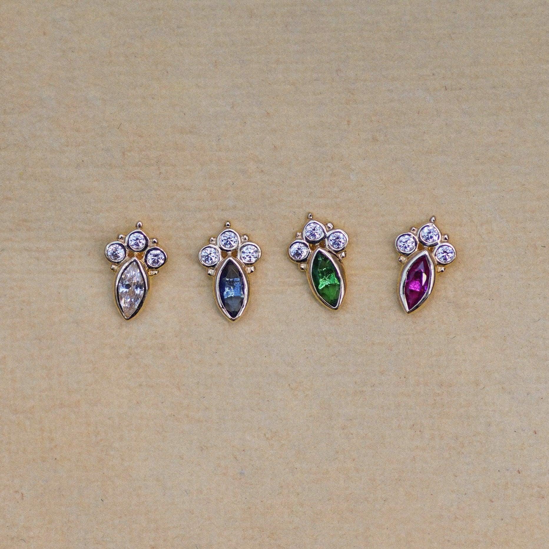 14K Solid Gold Marquise Cluster Stud – Anygolds