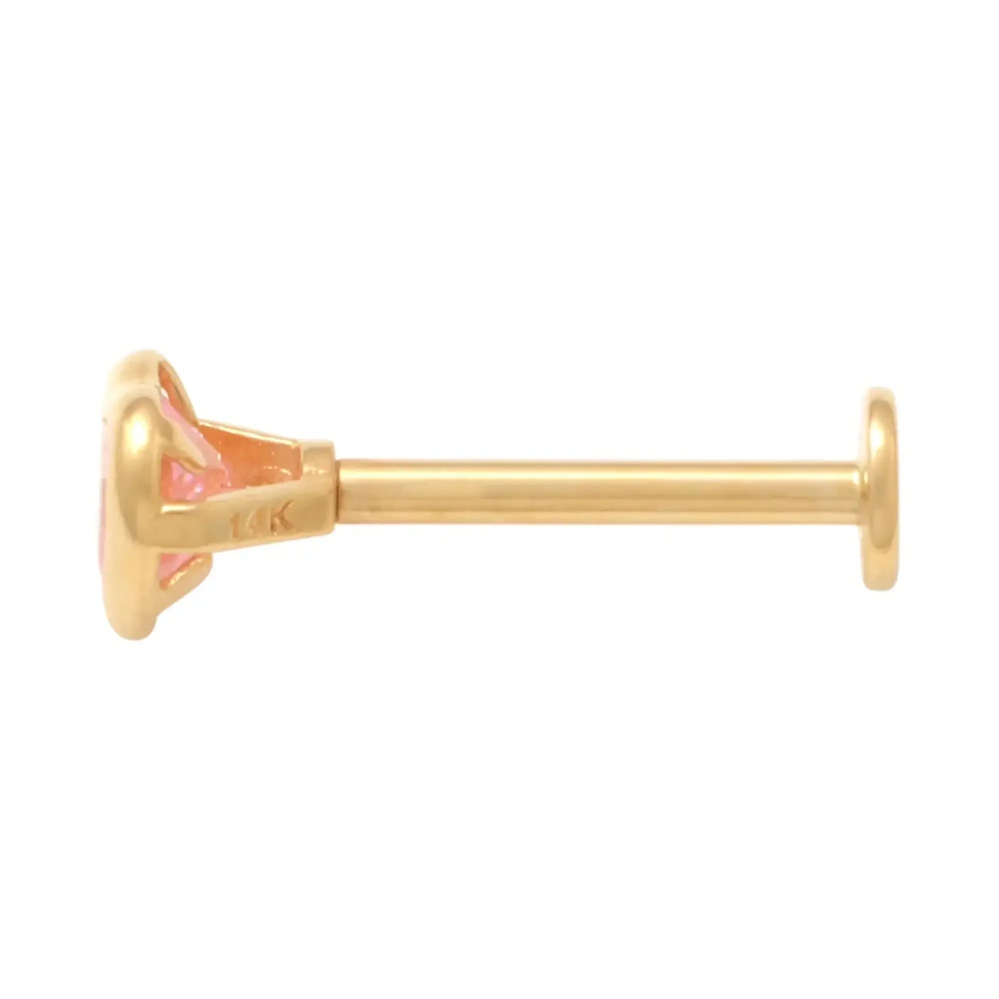 14K Solid Gold Bezel Heart Stud – Anygolds