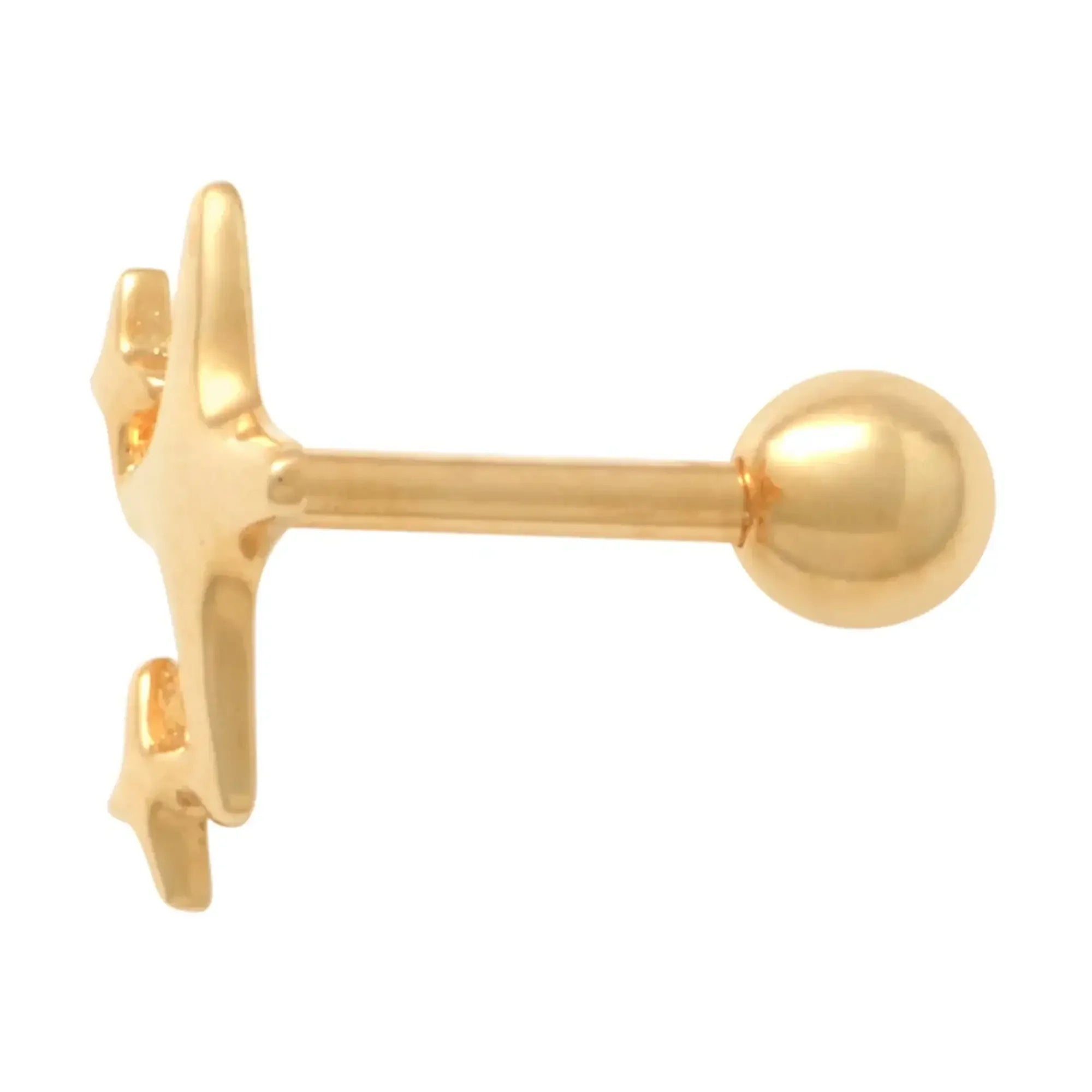 14K Solid Gold Molten Star Stud – Anygolds