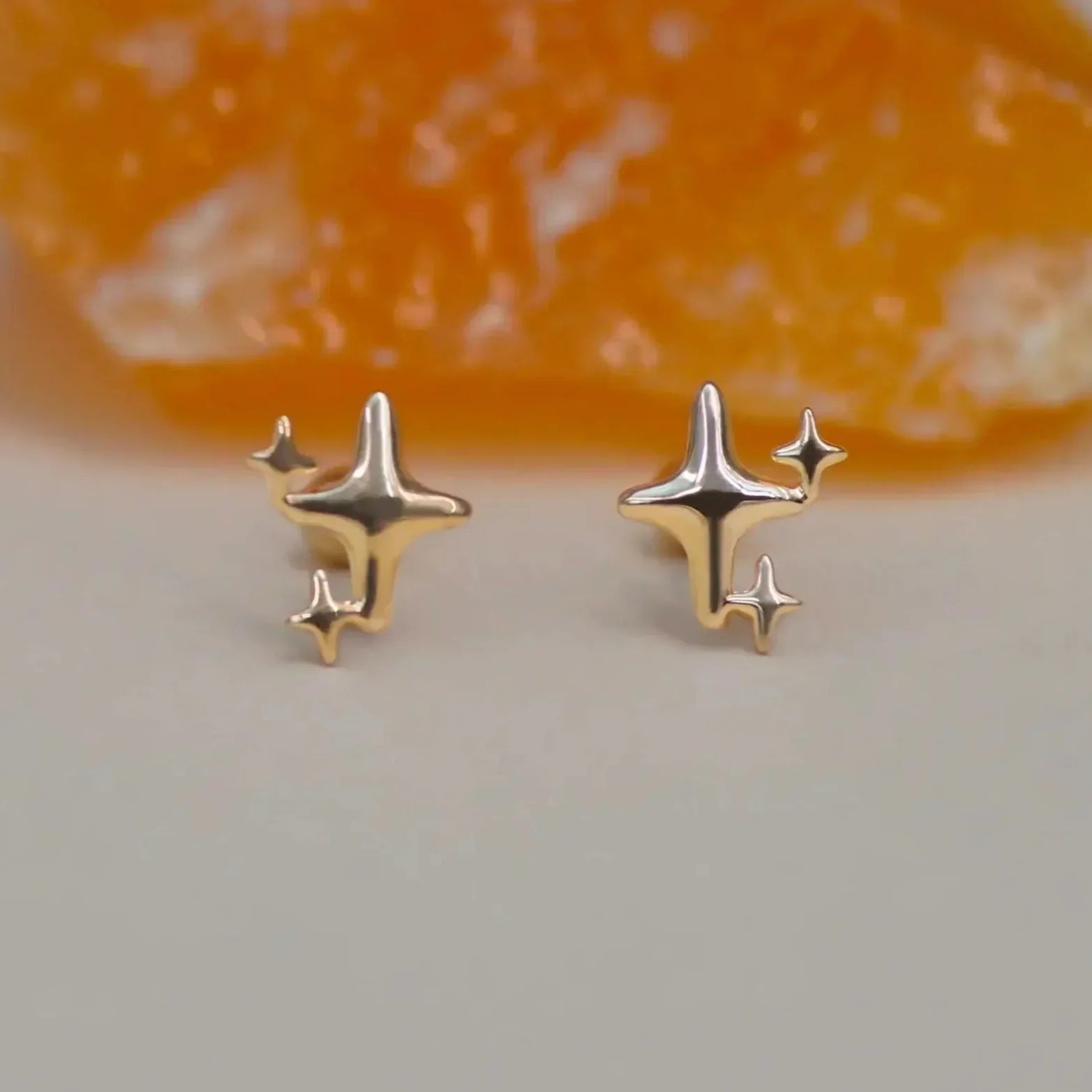 14K Solid Gold Molten Star Stud – Anygolds