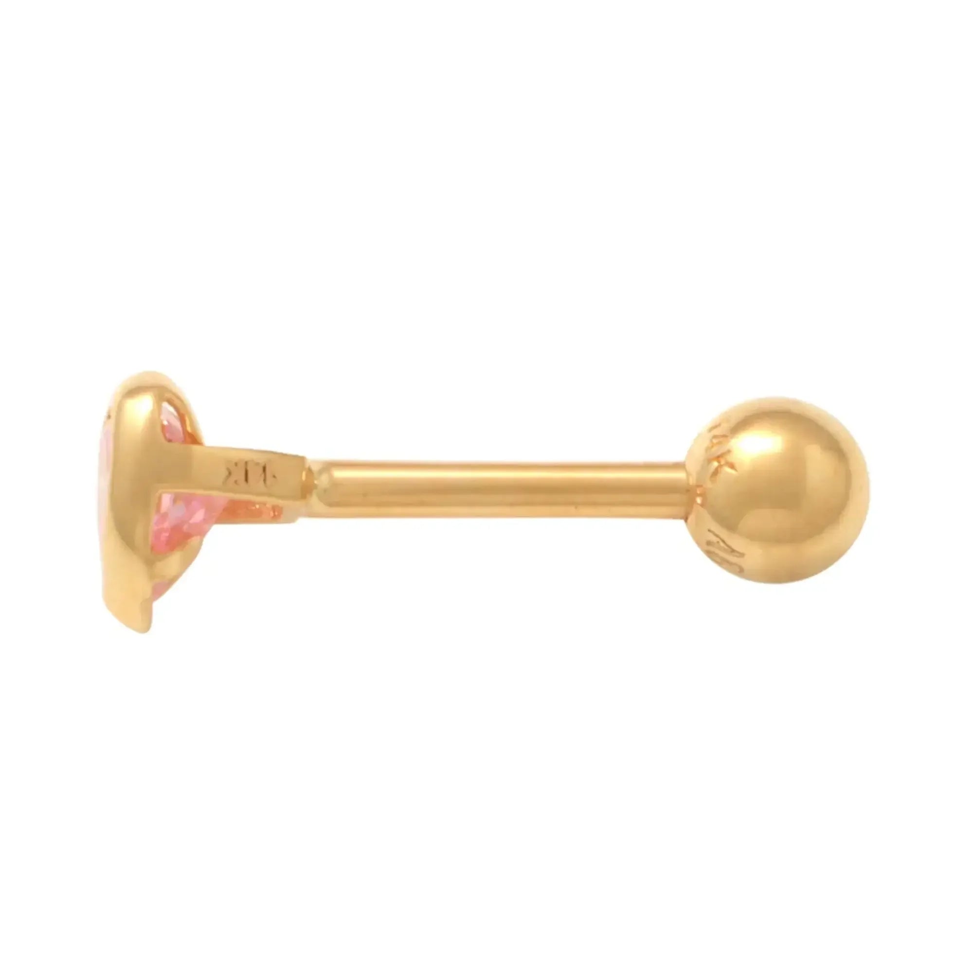 14K Solid Gold Bezel Heart Stud – Anygolds