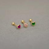 14K Solid Gold Bezel Heart Stud – Anygolds